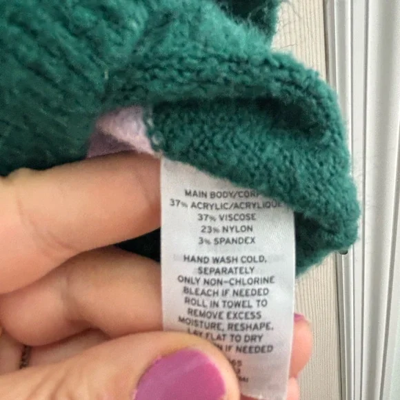 Green and Lavender Preppy Striped Sweater with Velvet Bow - Picture 3 of 9